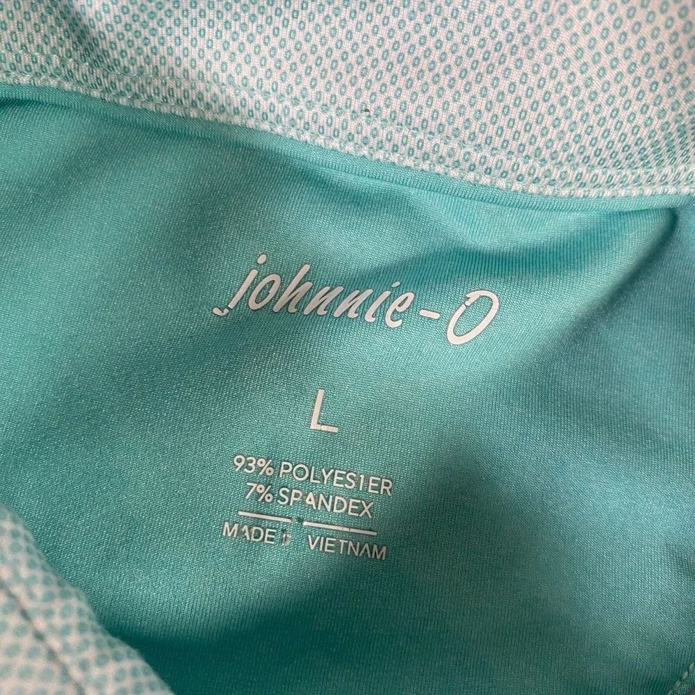 Johnnie-O Poe Geometric Golf Polo Shirt Mens Size Large Blue Performance